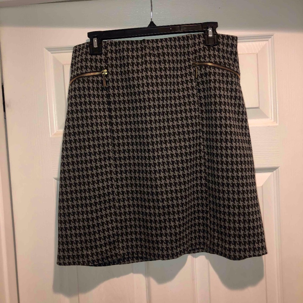 Stretchy George Black & Gray Houndstooth Mini Skirt Size Medium M